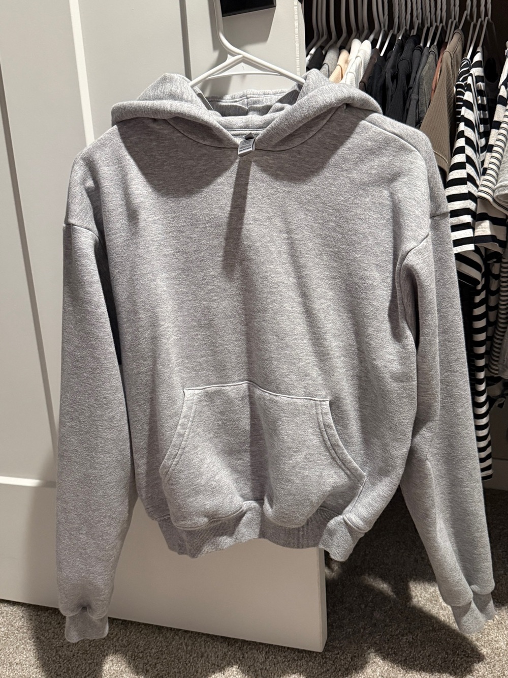 SKIMS Heather Gray Classic Pullover Hooded Sweatshirt
